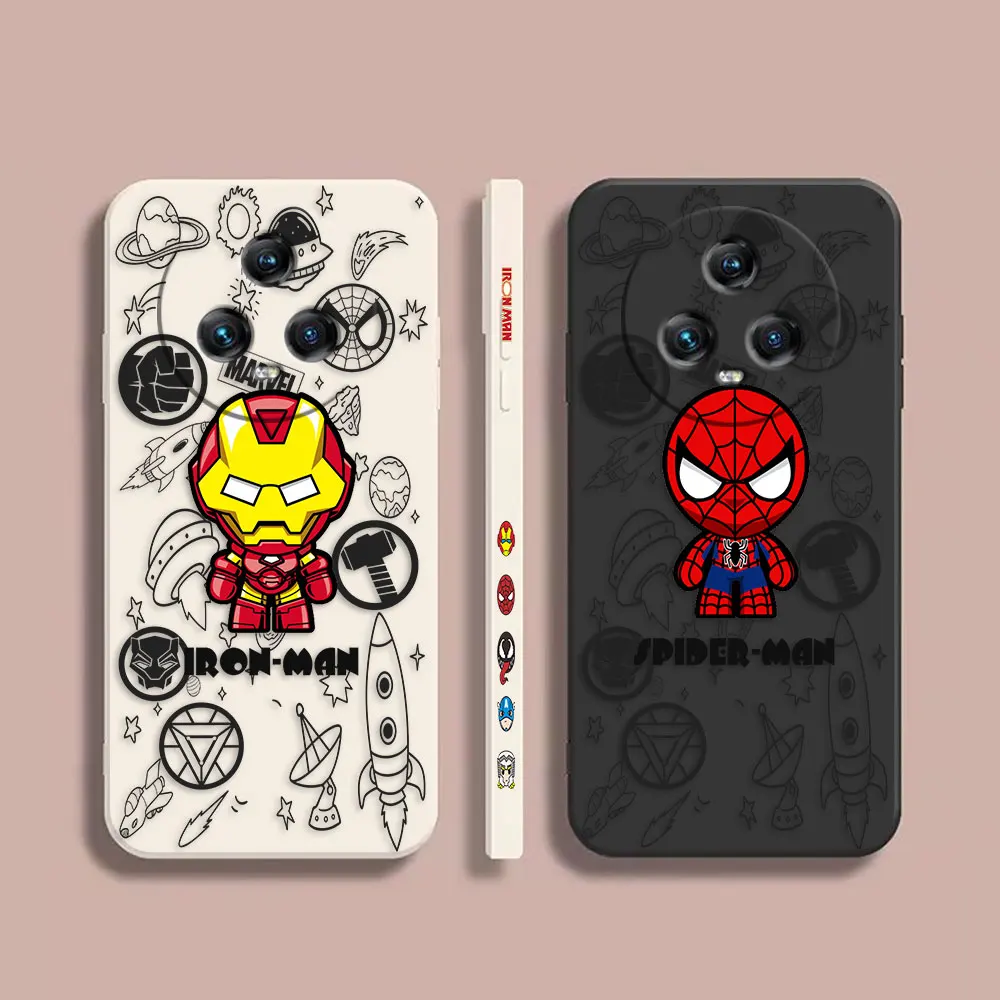 

Case For Honor MAGIC 3 4 5 Note V20 V30 V40 X30 X40 PLAT 5 5T PRO MAX 5G Simple Liquid Silicone Case Cartoon Iron Spider-Man