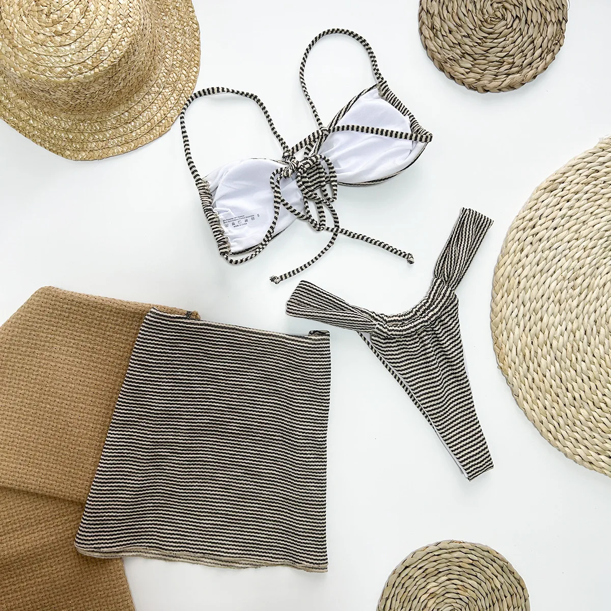 3 шт. сексуальные комплекты бикини в горизонтальную полоску