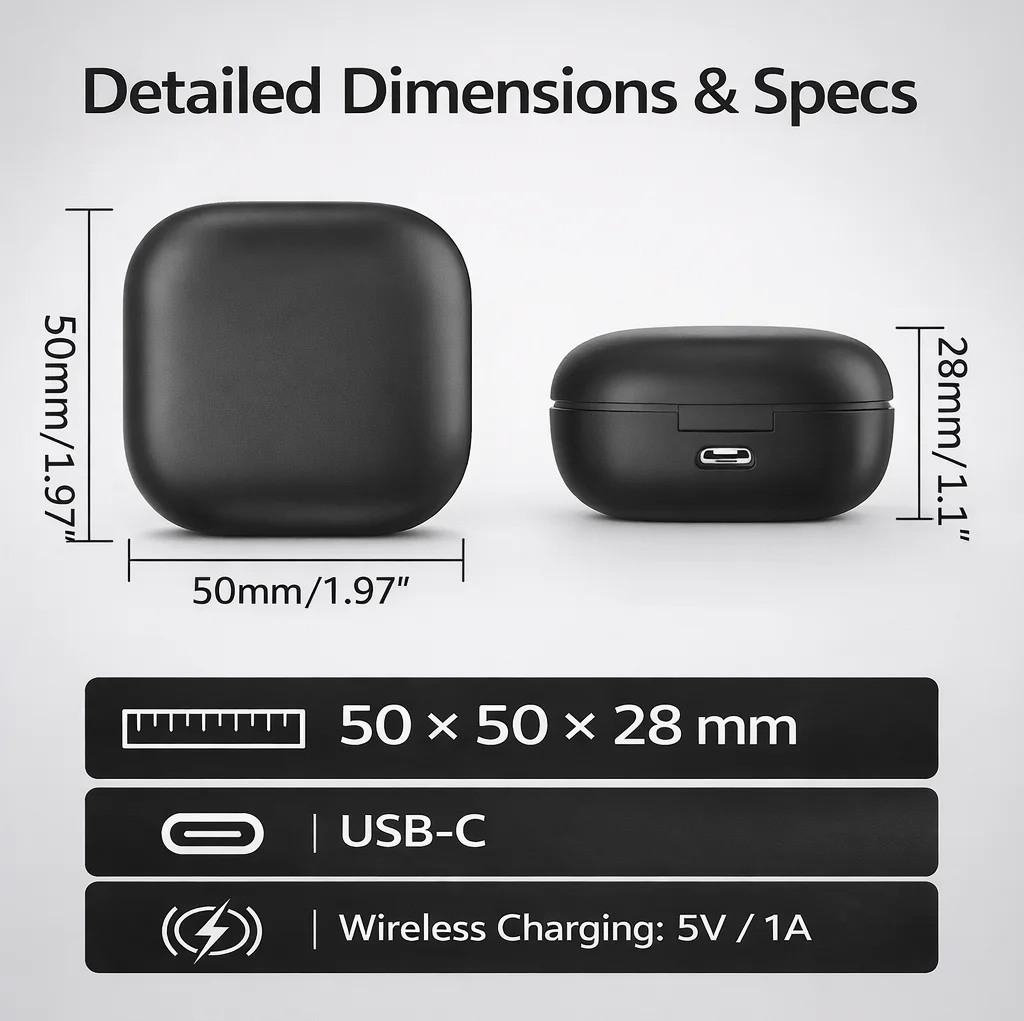 Фото Чехол для беспроводной зарядки для Galaxy Buds2 SM-R177, аккумулятор 700 мАч, зарядка Type-C и беспроводная зарядка, светодиодный индикатор №5