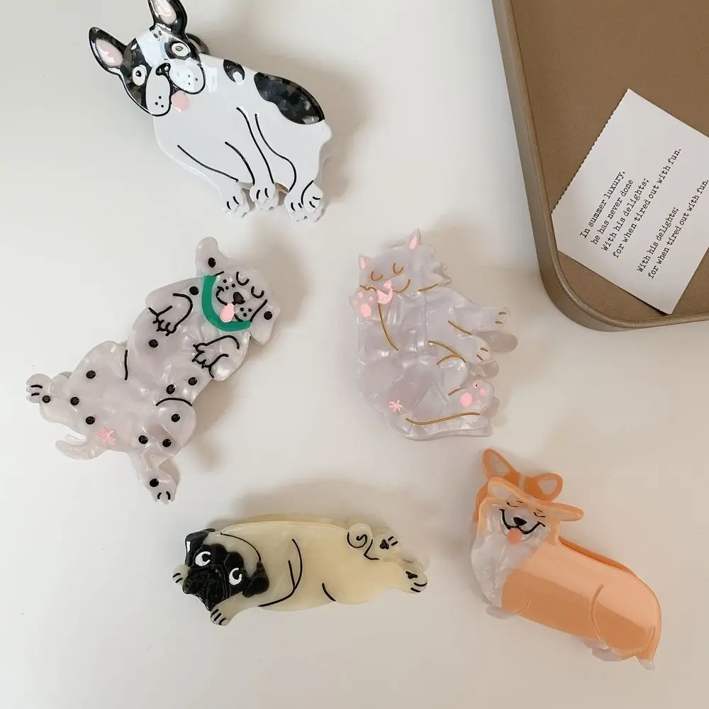 

New Korean Style Lovely Funny Animal Acetic Acid Corgi Dog Cat Hairpin Hair Claw Clip Head Accessories for Women Jewelry Gifts