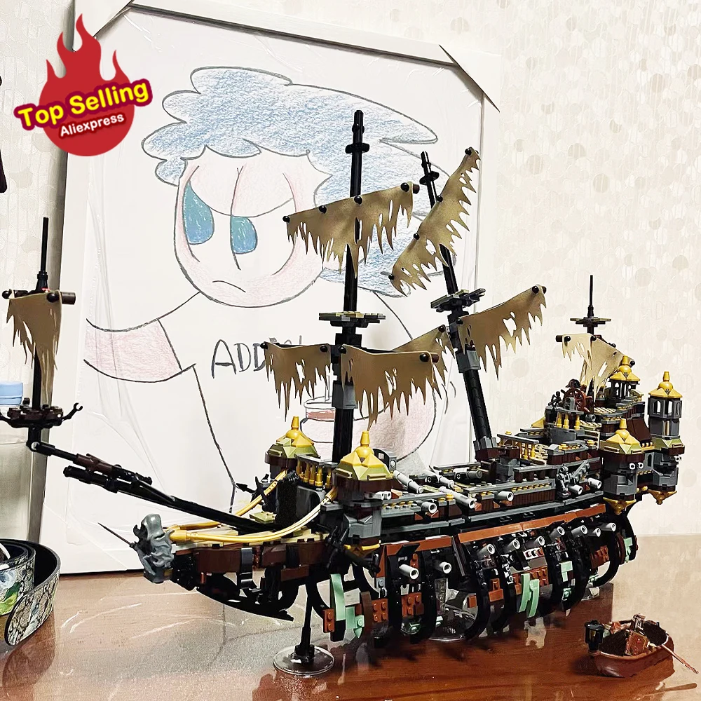 

Movie Pirates The Phantom Ship Model compatible 71042 Moc Modular Building Blocks Bricks Educational Kids Toys Gifts 2294 pcs