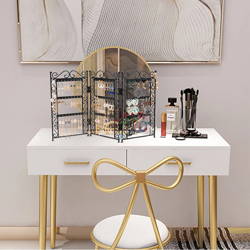 

Foldable Accessory Rack Metal Jewelry Organizer Earring Holder Display Rack