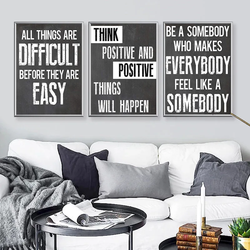 Скандинавская Черно-Белая настенная Картина на холсте постеры вдохновляющие