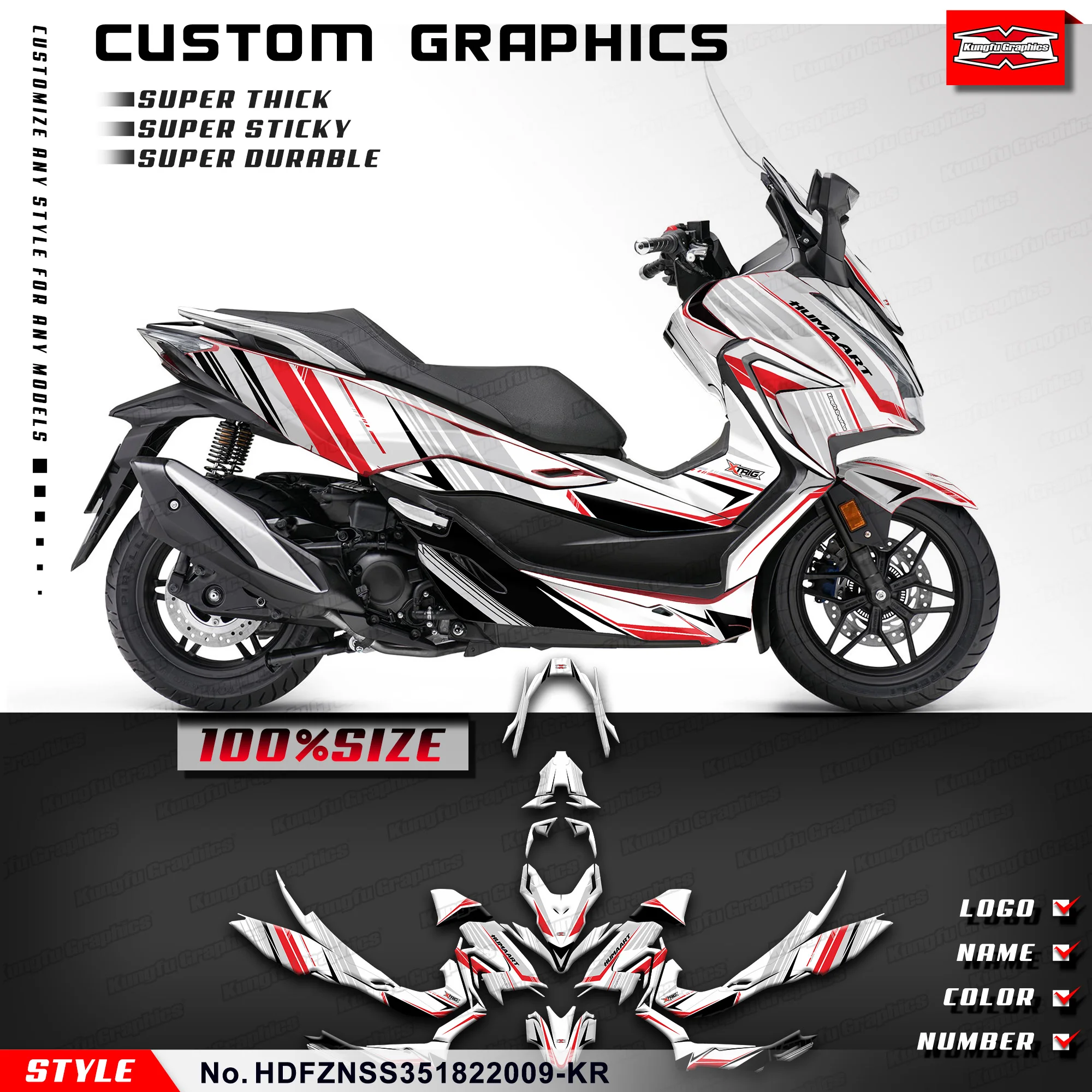 KUNGFU графические наклейки виниловая пленка белая для HONDA FORZA NSS 350 NSS350 2018-2022