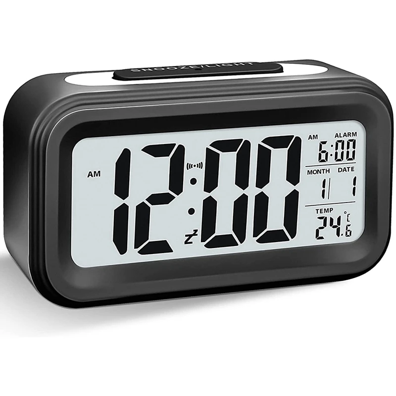 Digital Alarm Clock, LED Light Up Alarm Clock, Battery Operated Silent Aalarm Travel Clock