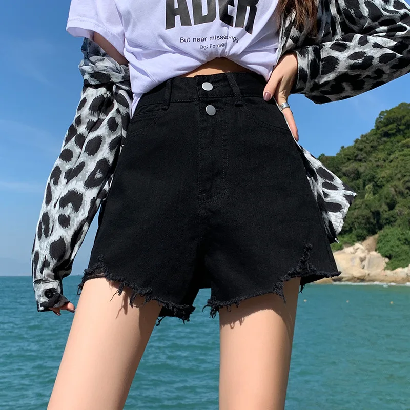Denim Shorts High Waisted Slimming Raw Edge Hot Pants Women Retro Street Clothing 2023 Summer New Sexy Girl Denim Shorts Mujer