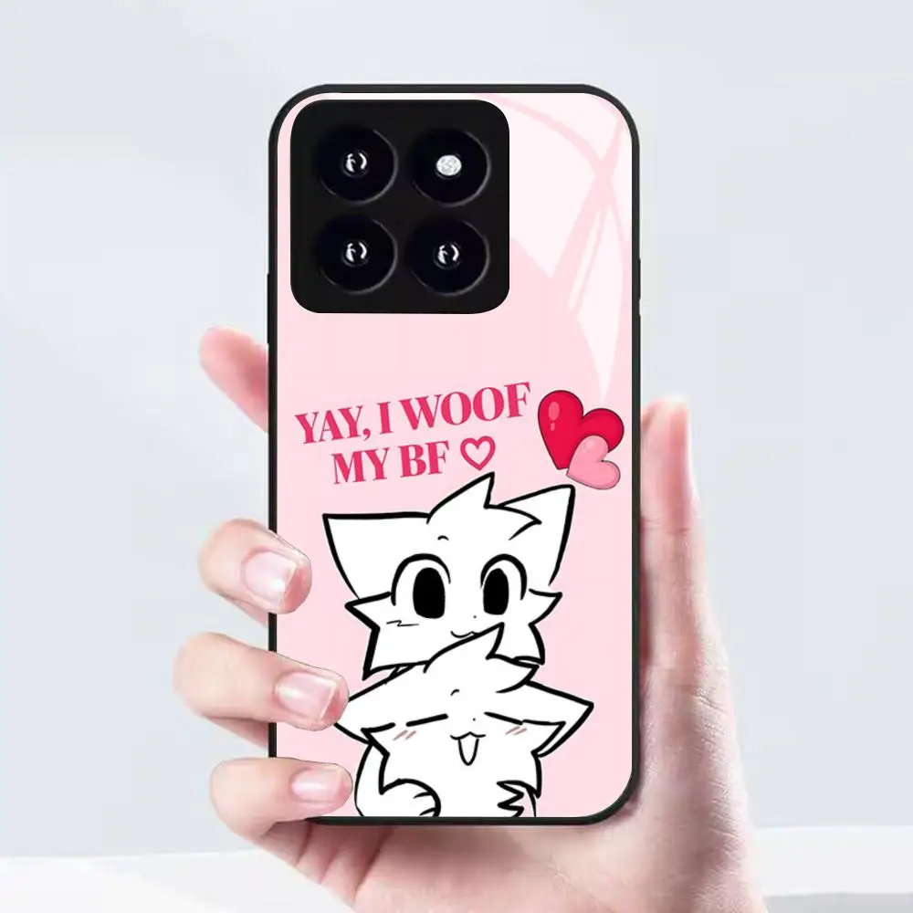 Чехол для телефона Furry Cute Art Boykisser-r для Xiaomi 17 15 14 13 12 Mi 11 X T Ultra Pro Lite 5G, черный, стеклянный (art.: 3920dbaa01987) - 3920dbaa01987