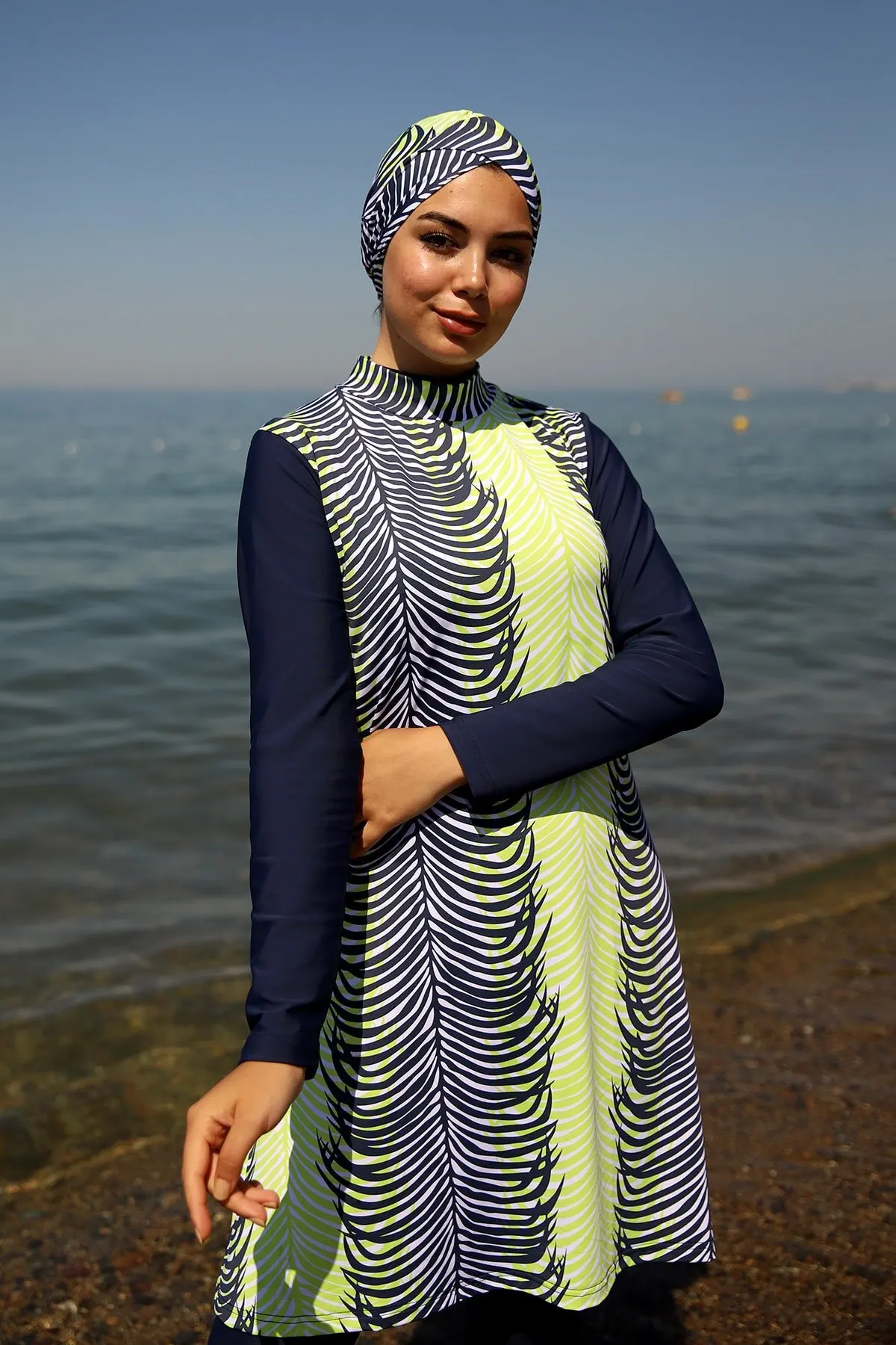 

Muslim Burkinis Design Full Cover Green Swimwear Modest Summer Clothing Hijab Sport Swimsuit Islamic Full Cover