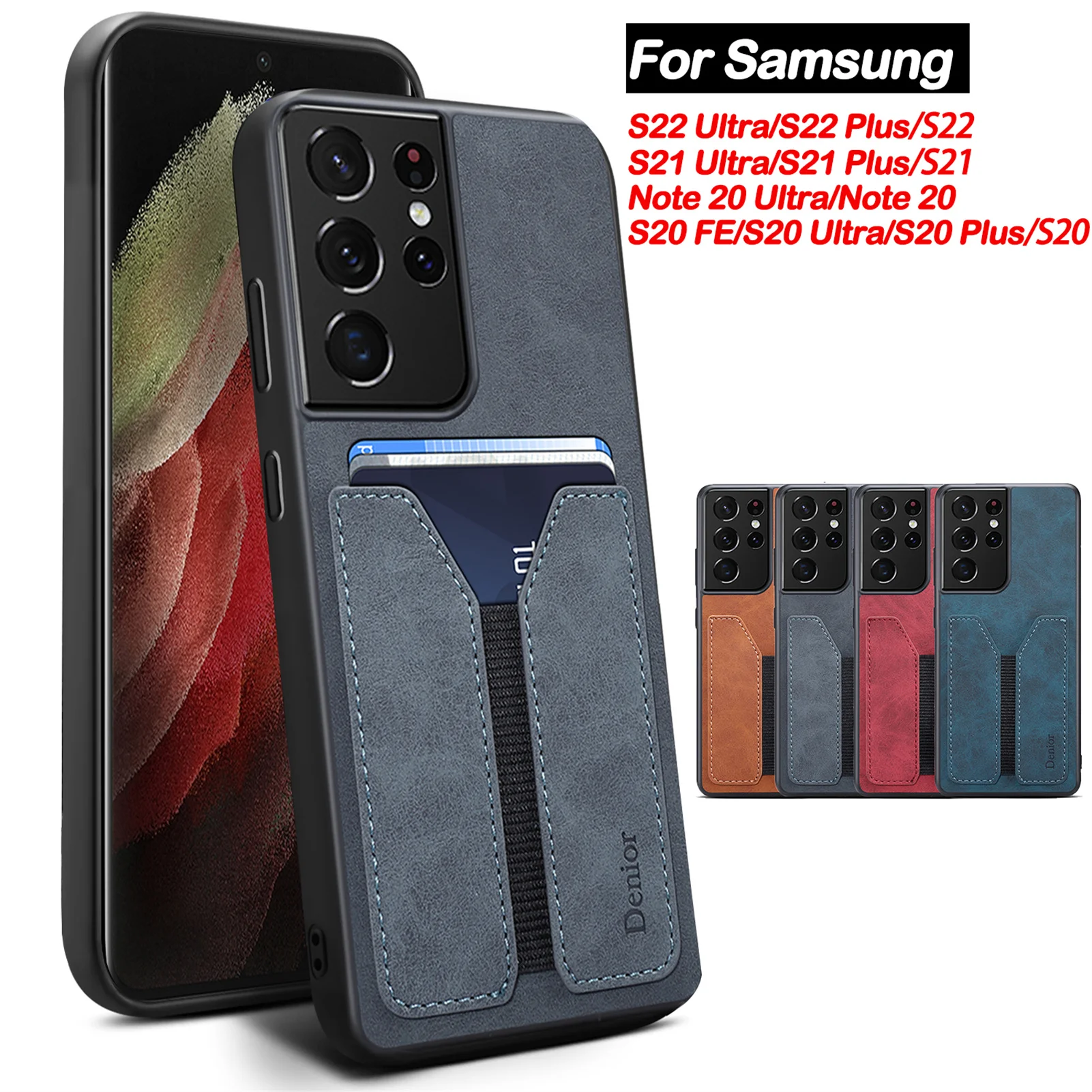 

Card Pocket Wallet Phone Case for Samsung Galaxy S20 S22 S21 FE Plus Note 20 Ultra Leather Back Cover