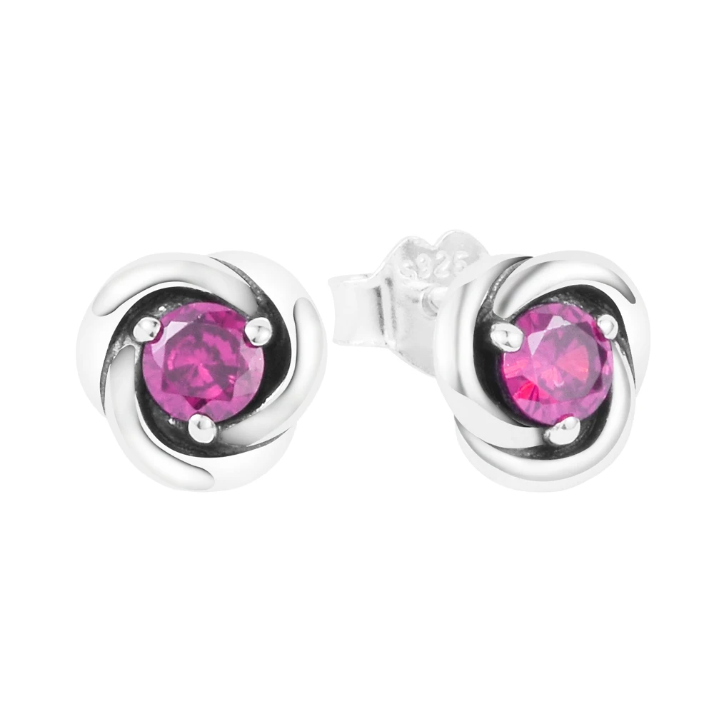 

QANDOCCI 2022 Winter October Pink Eternity Circle Stud Earring for Women Authentic 925 Silver Fashion Jewellery