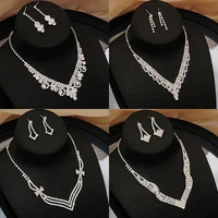 bride wedding dress necklace earring set simple full diamond super flash rhinestone necklace jewelry advanced accessories