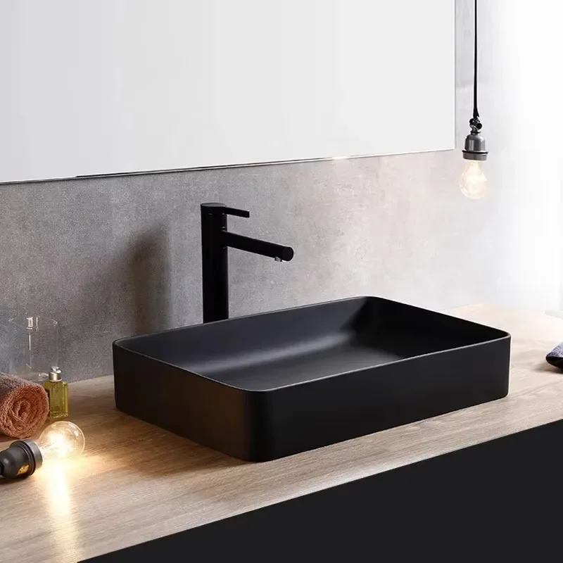 Изысканная раковина для ванной комнаты умывальника с подставкой черная матовая