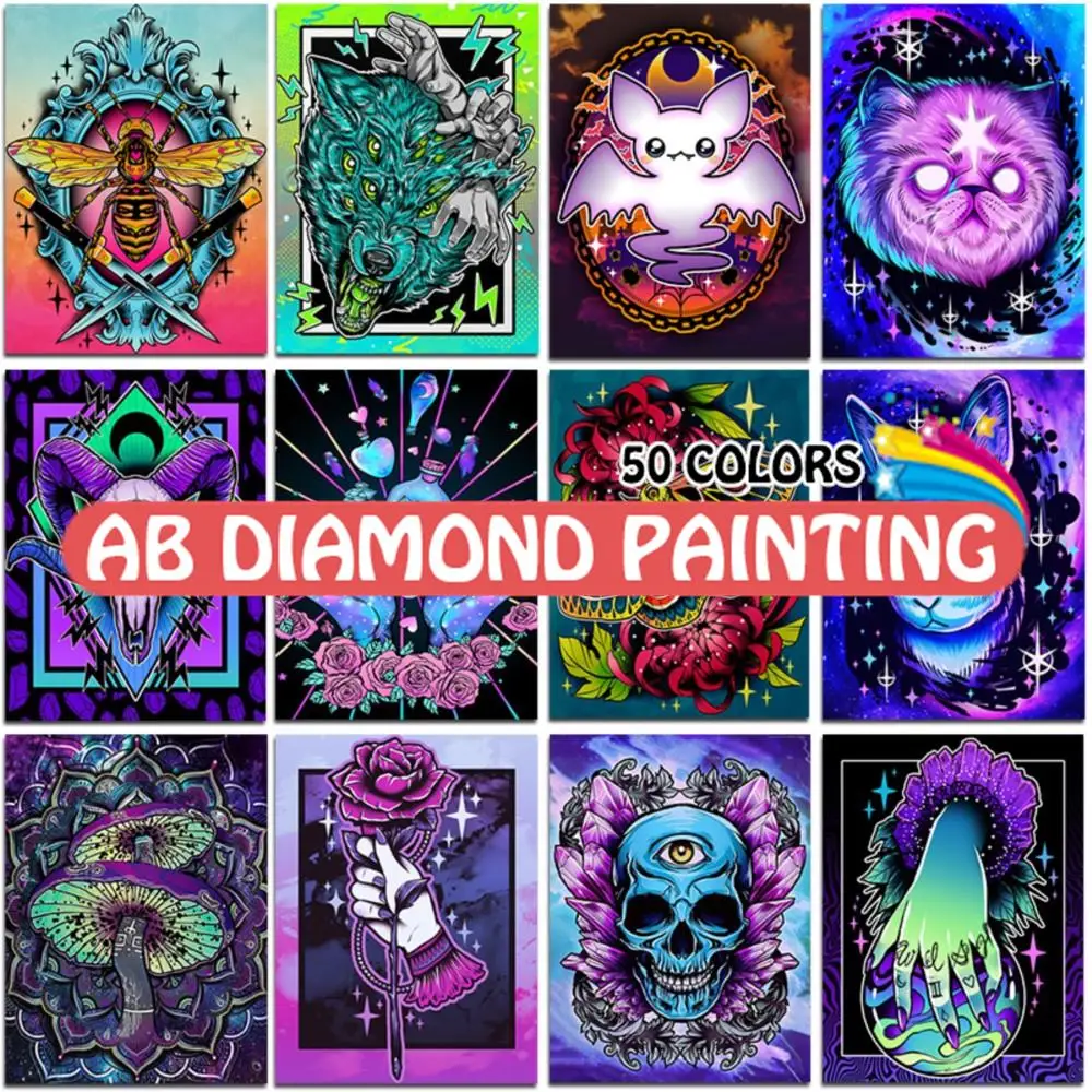 

Набор для алмазной живописи AB Fantasy, животные, насекомые, кролик, пчела, полная квадратная, Круглая Мозаика, красочная вышивка крестиком, дома...