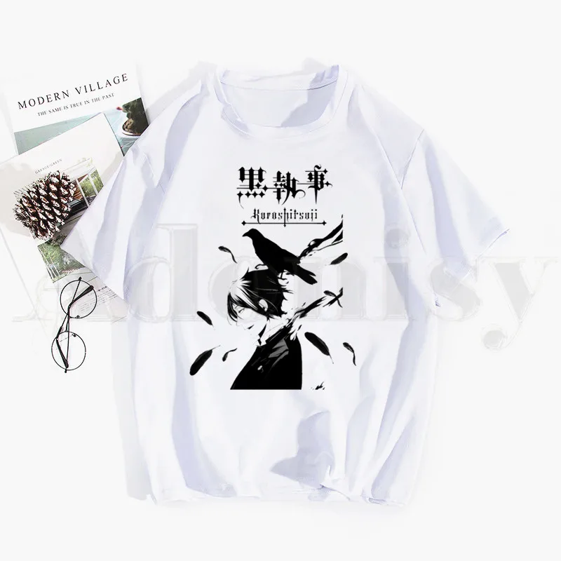 

Black Butler Sebastian Ciel Phantomhive Harajuku Kawaii T Shirt Men Funny Cartoon T-shirt Cute Anime Top Tee Female