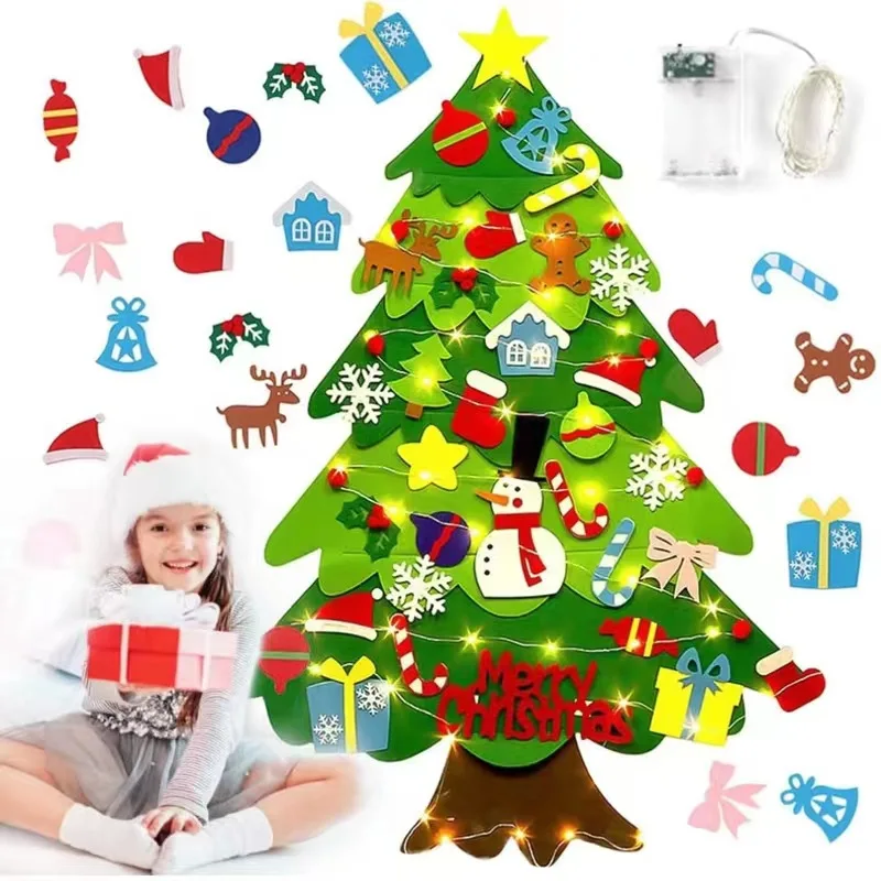 

Navidad DIY Felt Christmas Tree Merry Christmas Decorations for Home 2023 Cristmas Ornament Xmas Gifts Santa Claus New Year Tree