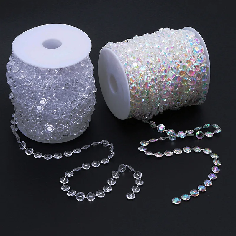 

99 Feet ( 30 Meters ) Acrylic Crystal AB Iridescent Bead Garland Diamond Strand Wedding Decoration Christmas Party Decoration