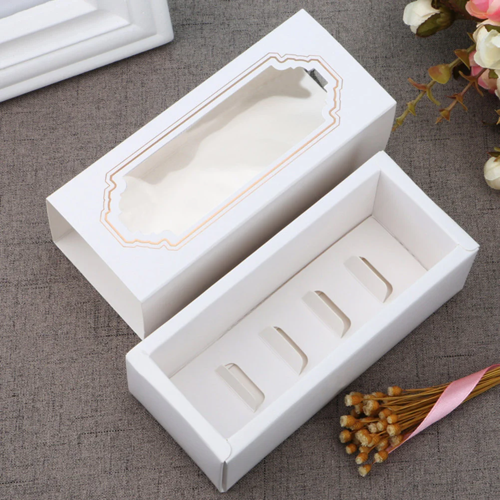 

30PCS Macaron Packaging Boxes Paper Roll Cake Pastry Container Dessert Cookie 5 Macarons Gift Giving Case Cupcake Muffin Box