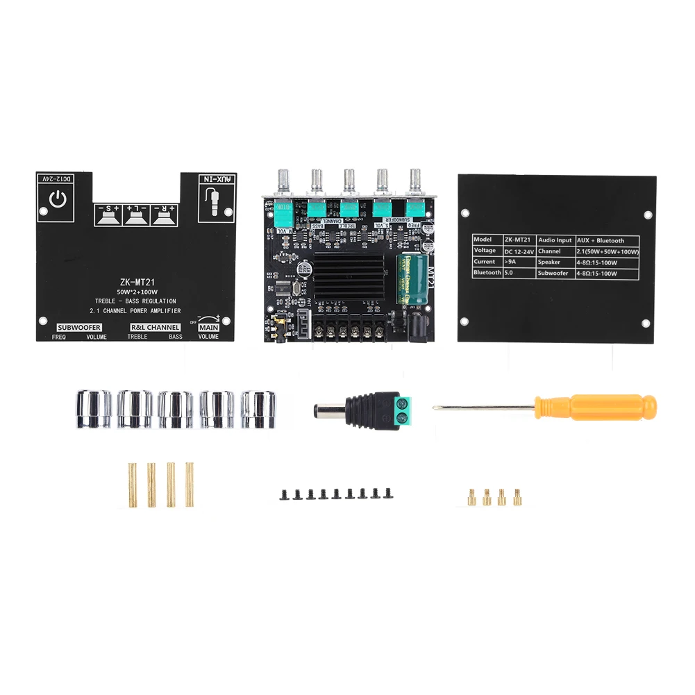 ZK-MT21 2x50 Вт + 100 2 1-канальный BT5.0 AUX цифровой мощный усилитель сабвуфера плата