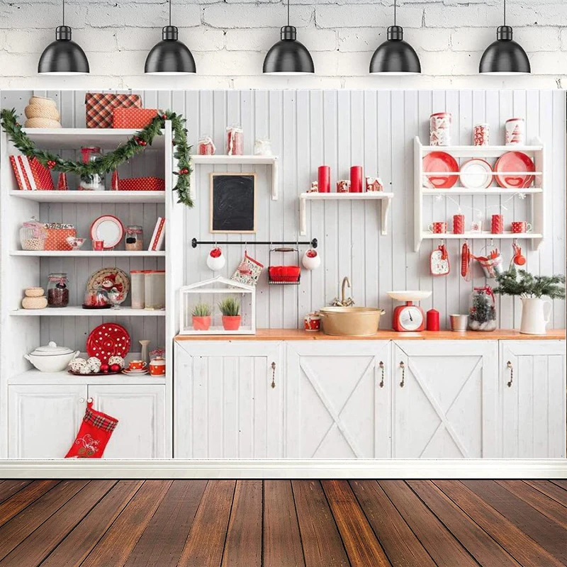 

Рождественская Кухня фотография фон ретро деревянный дом фон праздничное украшение Баннер постер