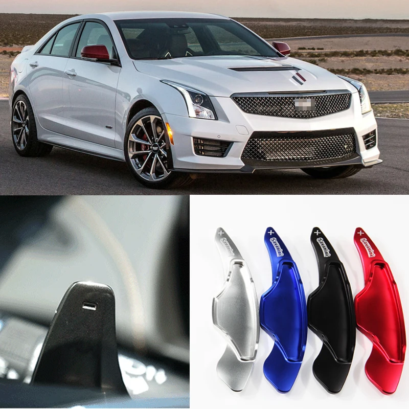 

For Cadillac ATS 2014-2017 2pcs Steering Wheel Aluminum Interior Trim Cover Shift Paddle Shifter Extension Sports