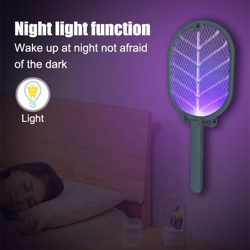 

Electric Mosquito Swatter Household Mosquito Killer Lamp with UV Light LED USB Rechargeable Mosquito Fly Swatter for Bedroom