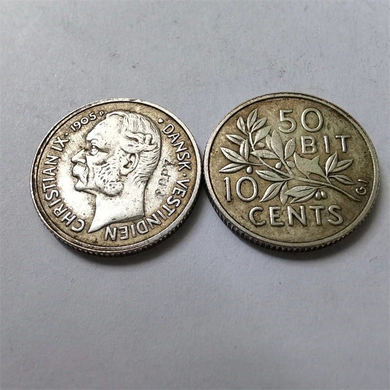 

Копия монеты 1905 Датская Западная Индия 10 центов/50 бит-Кристиан IX