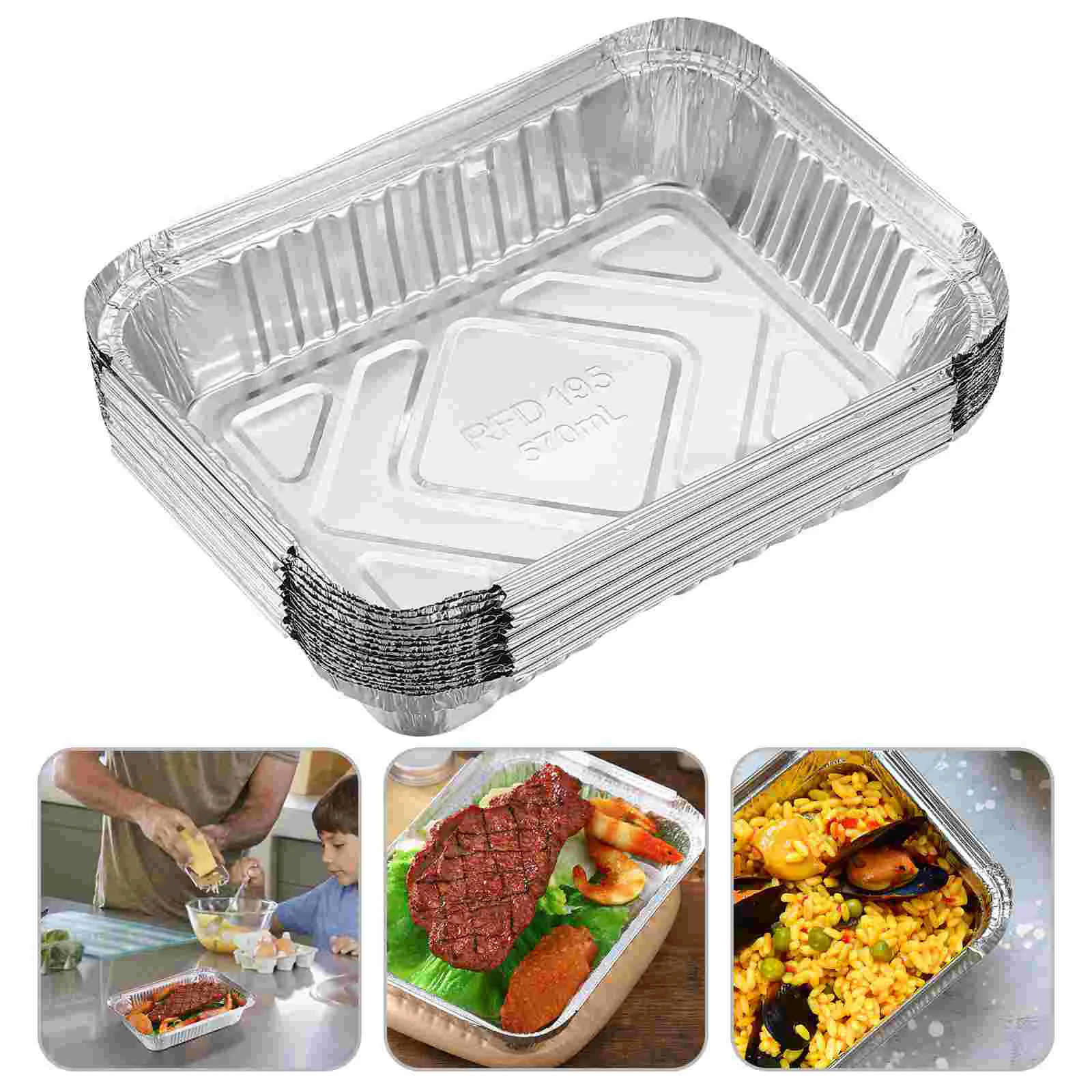 

Aluminum Pans Pan Tray Disposable Drip Grill Trays Grease Baking Bbq Containers Tin Roasting Oven Steam Buffet Deep Table Liners
