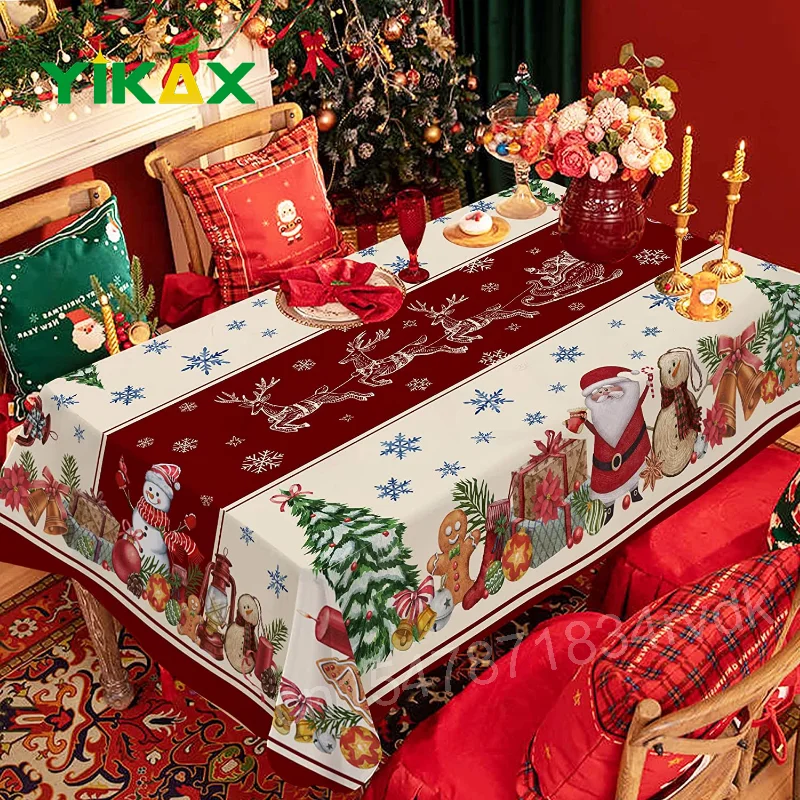

Christmas Snowman Tablecloth Antifouling Rectangular Table cloth Home Kitchen Party Decoration Coffee Gourmet Decoration 2023