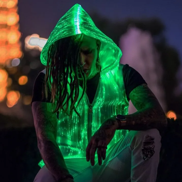 

YES CORNY артефакт, светодиодный волоконно-оптический светильник, осветительный жилет, светящаяся одежда, жилет для бара, ночного клуба, вечерние представления