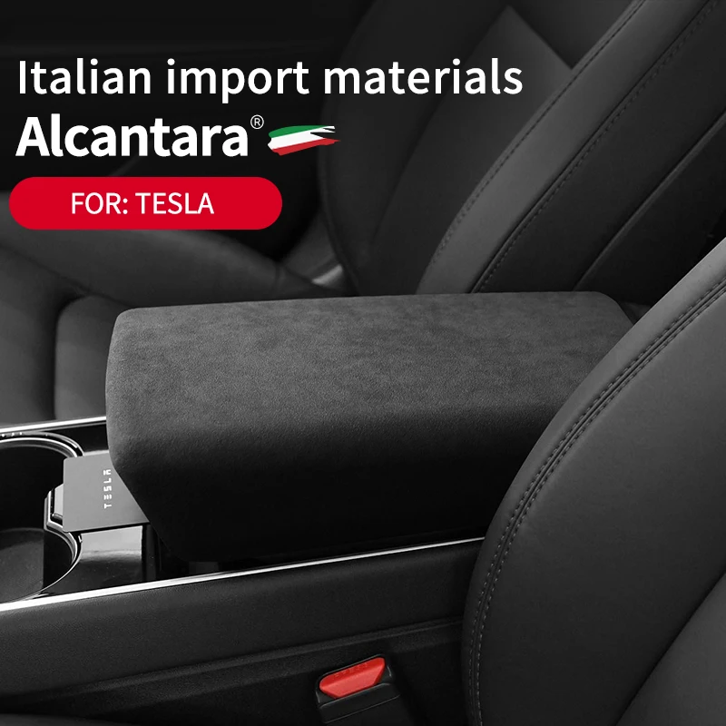 

Alcantara Suede For Tesla Model 3-Y armrest box console storage lid Protection panel cover Car Interior cover sticker accessorie