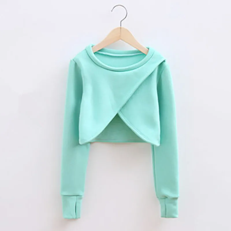 2021 New Autumn Winter Cotton Long Sleeve Thick Warm Shawl Coat Girls Kids Children Ballet Dance Short Jacket High Waist Outwear