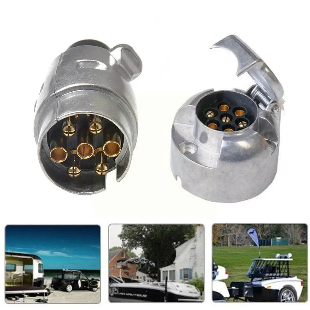 

1pcs 12V 7 Pin Aluminium Trailer Connector Towing Plug Gasket with Trailer Car Socket Motor Towing Truck Fittings Accessori N1R0