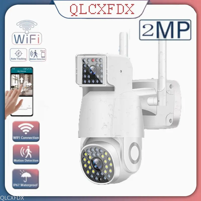 

2MP Binocular IP Camera Dual Lens Full Color Night Vision pir Humanoid PTZ Kamera Auto Tracking Baby Monitor water proof IP Cam