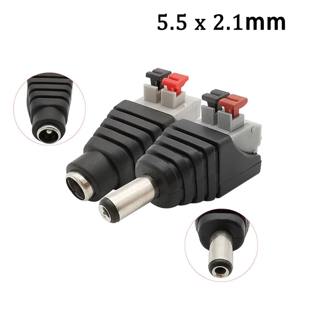 2/5Pair 5.5x2.1mm DC Plug Jack Connector Power Male Female DIY Electric Cable Wire for CCTV Camera LED Strip Light - купить по