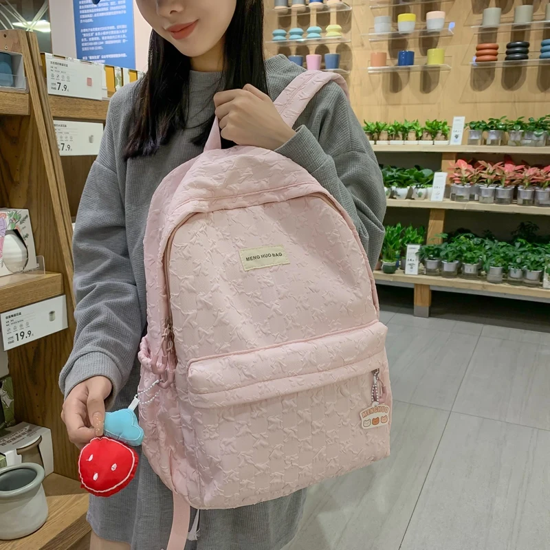 

Cute Fashion Girls Shoolbag Simple Student Bookbag Teens Backpack for College Solid Bag Laptop Mochila Women