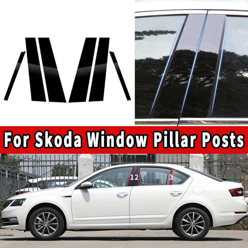 

Car Door Window Middle Column Trim Sticker For Skoda Yeti Octavia MK2 Mk3 (5E) Fabia Karoq Superb B6 (3T) B C Pillar Posts Strip