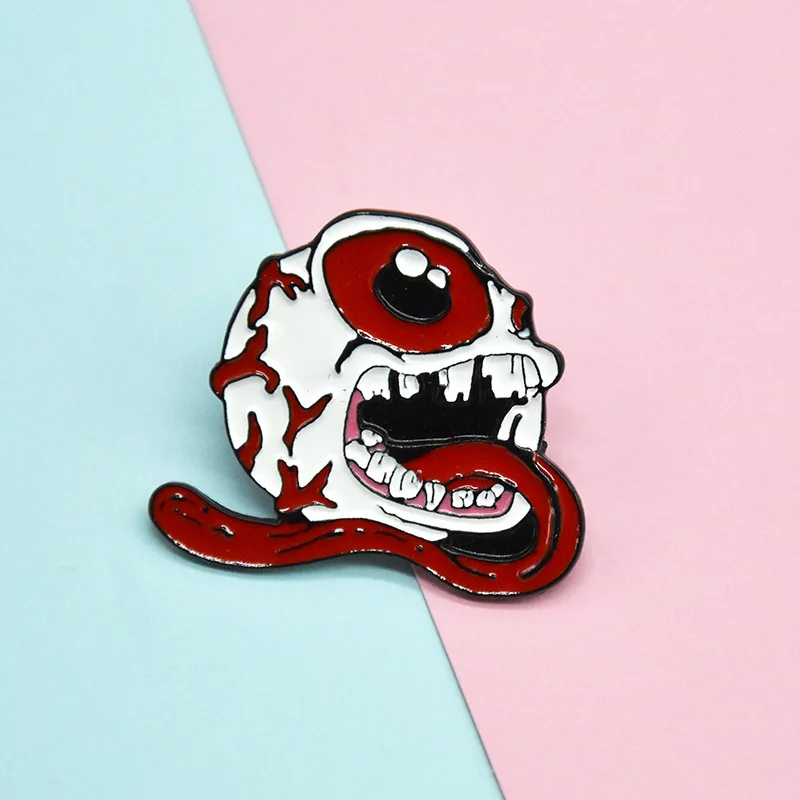 

XM-funny Fashionable new style, funny, funny, scary eyeball, big tongue brooch, personalized fashion accessories, backpack badge