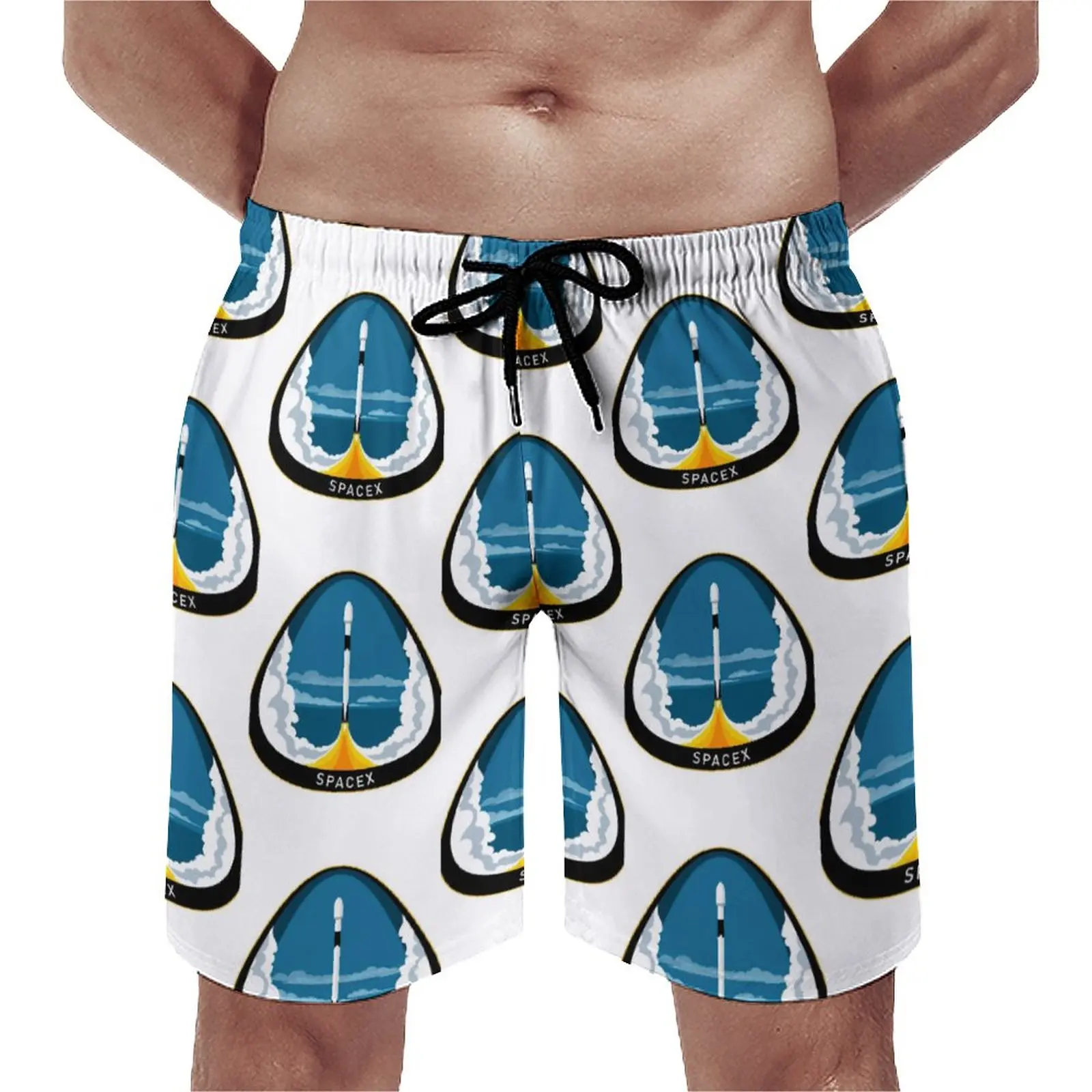 

Tesla SpaceX Board Shorts Car Funny Beach Short Pants Men Customs Large Size Swim Trunks Birthday Gift