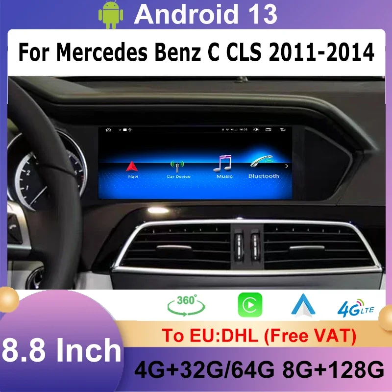 8 8-дюймовый автомобильный мультимедийный радиоплеер Android 13 для Mercedes Benz C CLS 2011-2014