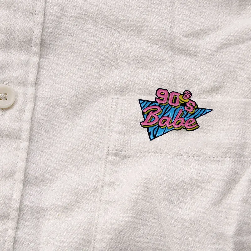 90s Baby Party Retro Nostalgia Brooch Interesting Metal Enamel Badge Denim Jacket Backpack Pin Decoration Decorative Accessories