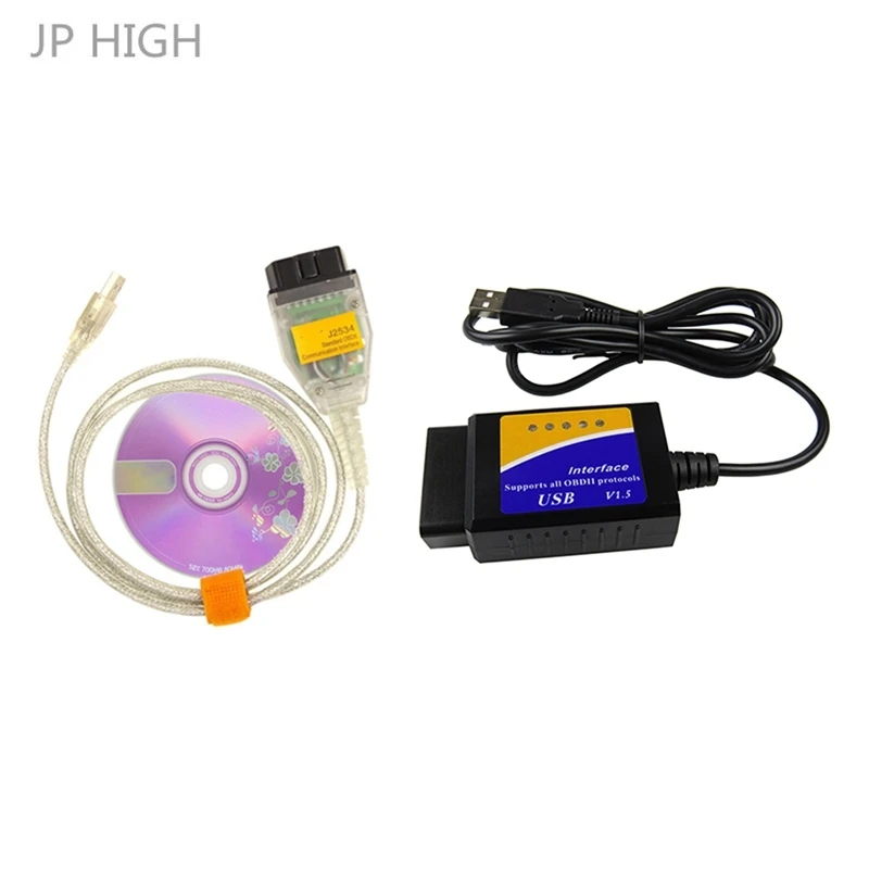 ELM327 USB V1.5 OBD2 Car Diagnostic Instrument & Hds J2534 Usb Cable For Honda Obd2 Mini Vci Interface J2534 Diagnostic