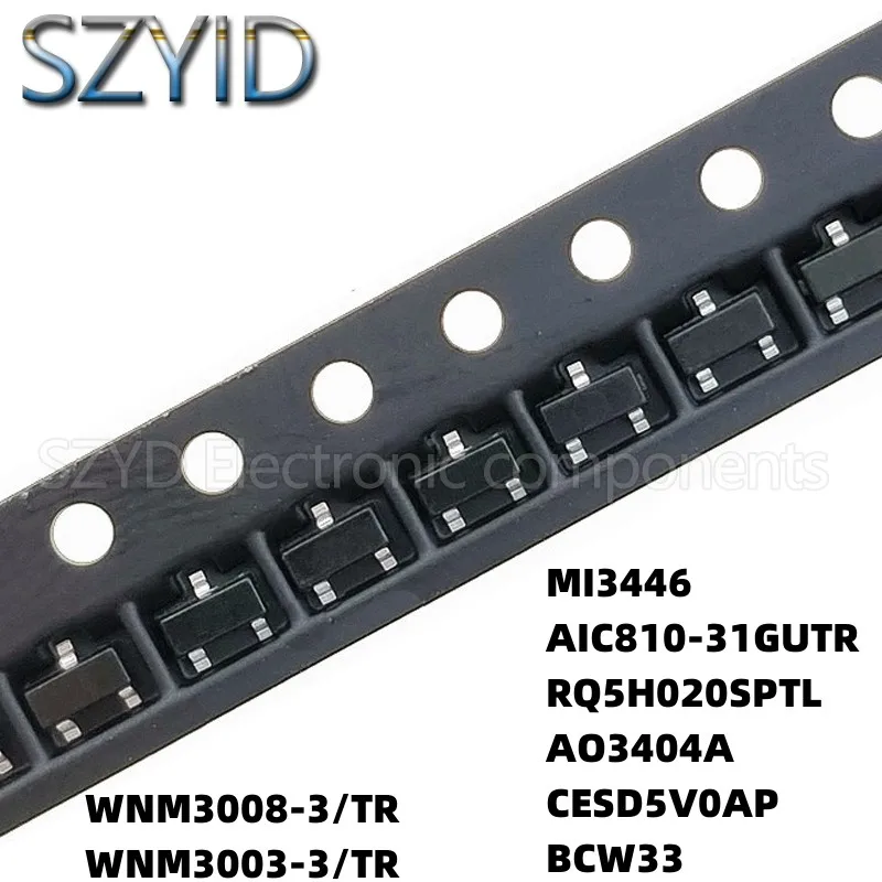 

100PCS SOT23 WNM3008-3/TR WNM3003-3/TR MI3446 AIC810-31GUTR RQ5H020SPTL AO3404A CESD5V0AP BCW33