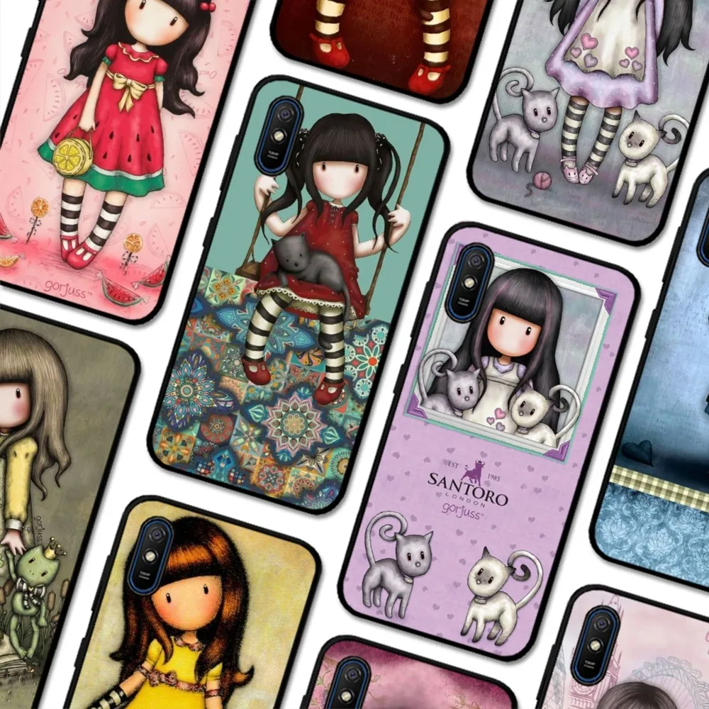 S-Santoro-Gorjuss Cute Cartoon Girl Phone Case For Redmi 5 6 7 8 9 10 plus pro A GO K20 K30 K40 F3 Fundas