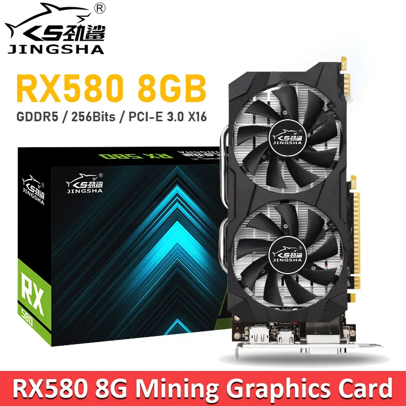 

JINGSHA 100% New RX 580 8GB Graphics Card RX580 Radeon Video Cards 8 GB GDDR5 256Bit for Mining and Gaming GPU Display Card