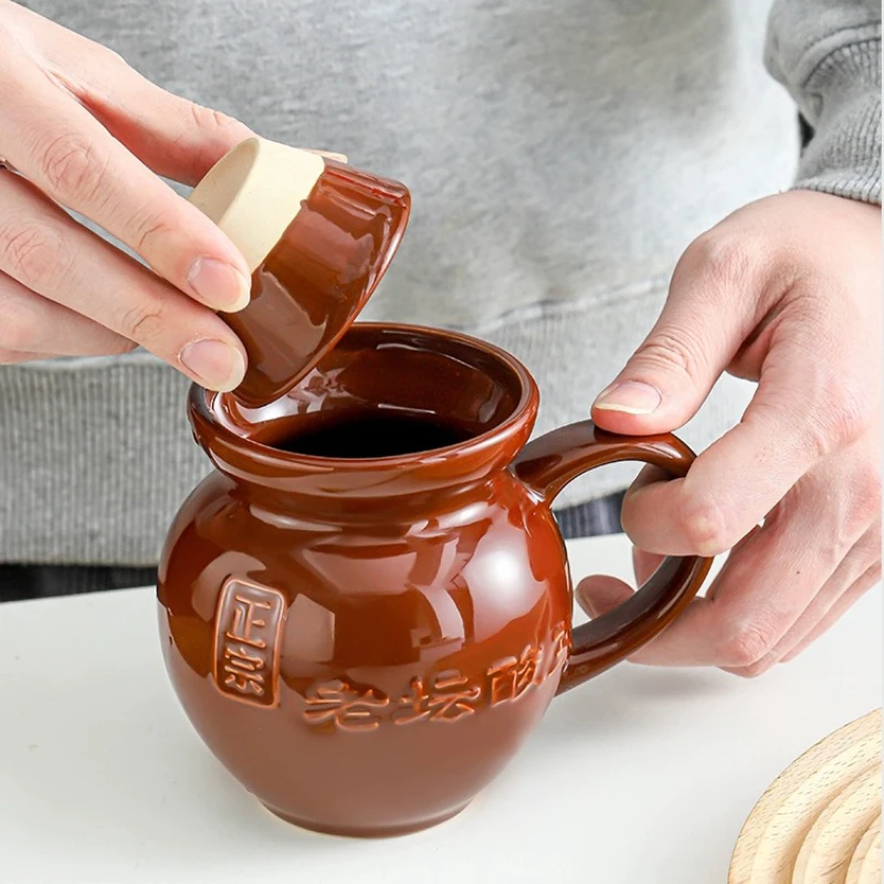 

2023 New Funny Mug Chinese Traditinal Creative Gift Old Altar Pickled Ceramic Mug Retro Water Cup Milk Coffee Mug friend gift