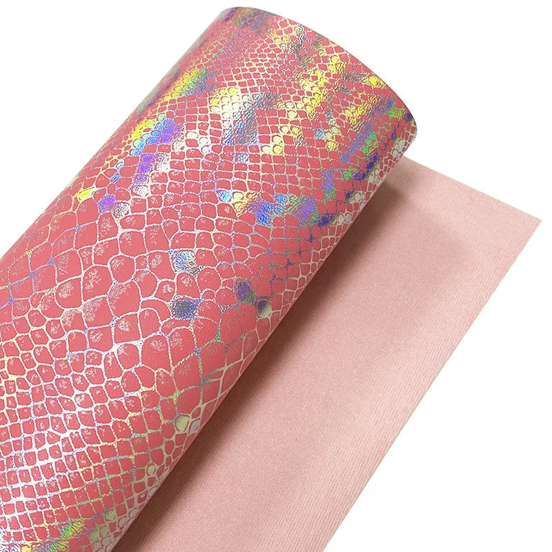 

30x135cm Holographic Laser Snake Skin Rainbow PVC Film Shiny Glitter Synthetic Transparent Vinyl for Upholstery Sewing Crafts