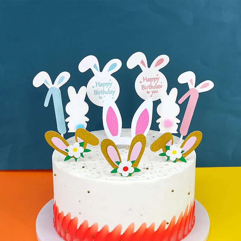 

2022 счастливая Пасха акриловые топперы для торта с золотыми буквами розовый кролик выпечка для торта топпер для пасхальвечерние декоративн...