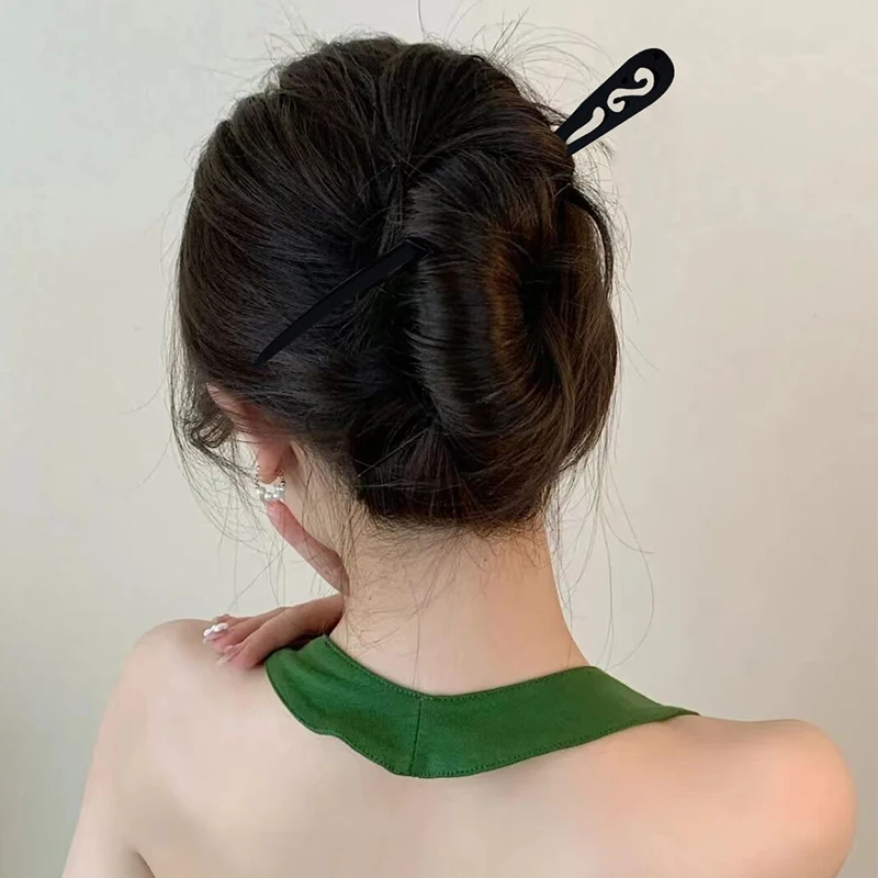 

Classic Hand-carved Black Ebony Wooden HairpinHandmade Hair Forks Chopstick Shaped Hair Clip Women Wedding Hair Accessories