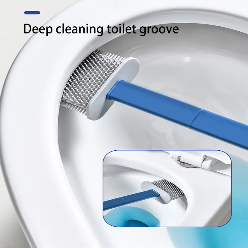 3 In 1 Silicone Toilet Brush with Holder Wc Accessories Tools for Bathroom and Clean Punch-free Hanging | Обустройство дома