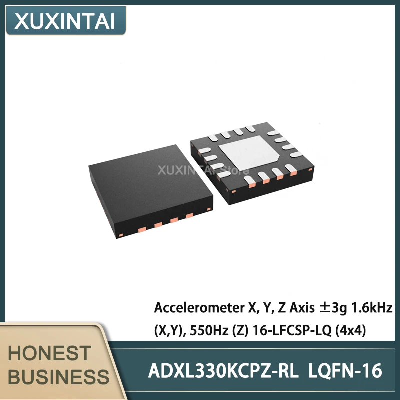 

10Pcs/Lot ADXL330KCPZ-RL ADXL330KCPZ Accelerometer X, Y, Z Axis ±3g 1.6kHz (X,Y), 550Hz (Z) 16-LFCSP-LQ (4x4)
